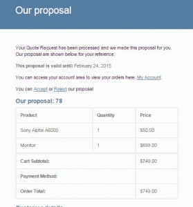Our proposal Woocommerce email